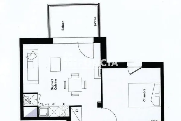 Appartement 2 pièces 42 m²