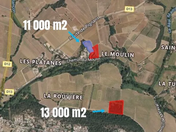 Terrain agricole planté en vignes aoc