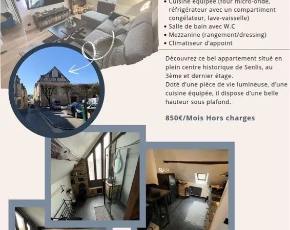 Location F2 centre ville senlis