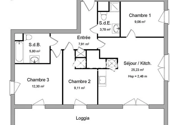 Appartement 4 pièces 73 m²