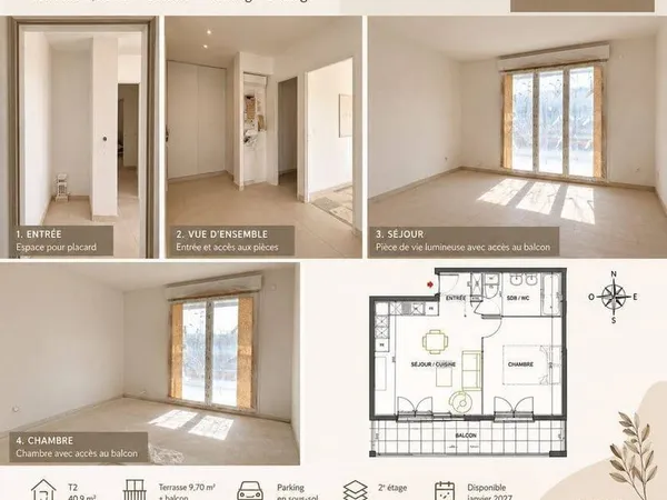 Appartement 2 pièces 41 m²