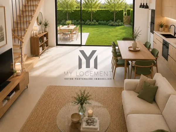 Maison T3 avec jardin privé et piscine collective.