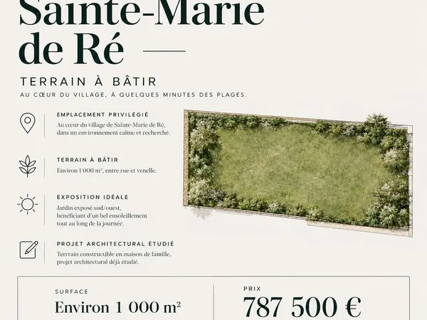 Terrain à bâtir d'environ 1 000 m² - Sainte-Marie-de-Ré - Emplacement privilégié