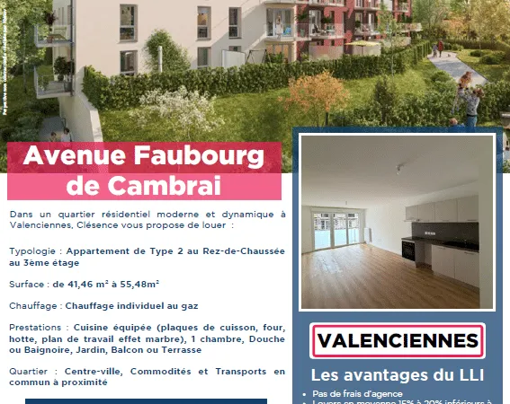 Appartement 2 pièces 42 m²
