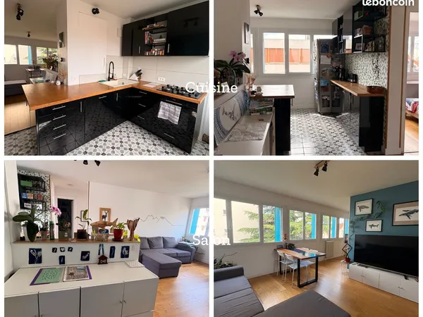 Clermont - bel appart 68 m², cuis. US sur séjour 41 m², 2 ch., park., cave et jardin