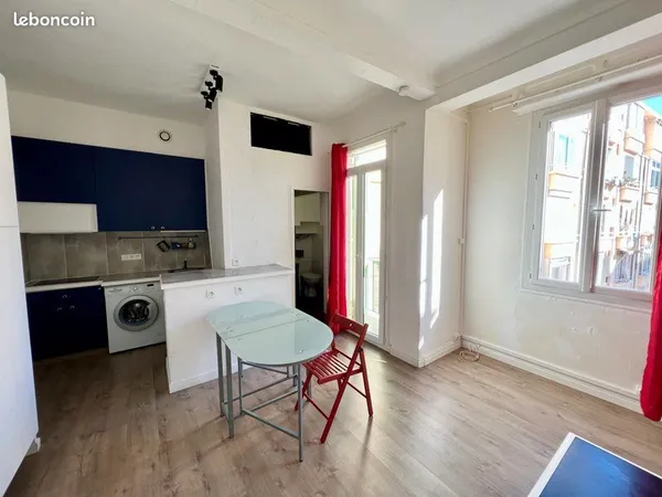 Studio meublé 24m² - Nice Riquier / TNL - Balcon & lave-linge