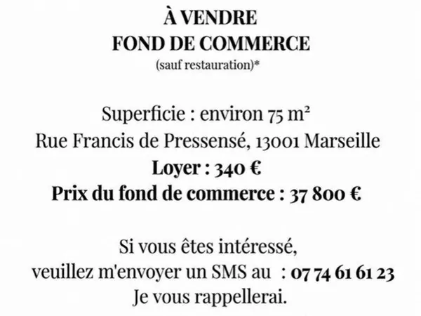 Vente fond de commerce
