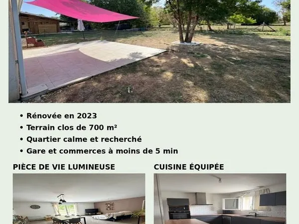 Maison contemporaine plain-pied 90 m² rénovée, au calme, sans vis-à-vis