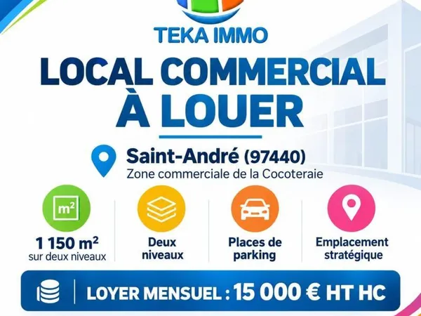 SAINT-ANDRÉ - LOCAL COMMERCIAL DE 1 150 M² SUR DEUX NIVEAUX À LOUER
