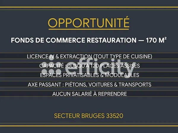 Fonds de commerce 178 m²