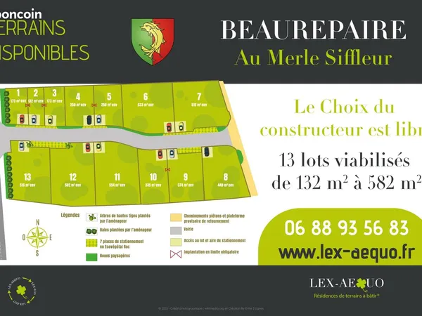 Terrains constructibles viabilisés à BEAUREPAIRE LE HAUT coté Vienne
