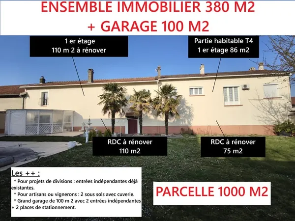 ENSEMBLE IMMOBILIER A VENDRE-BEAUMONT SUR VESLE- 380 m2