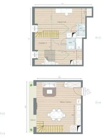 Duplex en dernier étage de 61,50m2