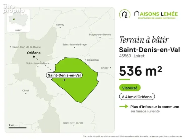 Terrain à bâtir 536 m² viabilisé à Saint-Denis-en-Val