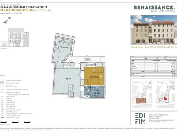 Appartement 2 pièces 45 m²