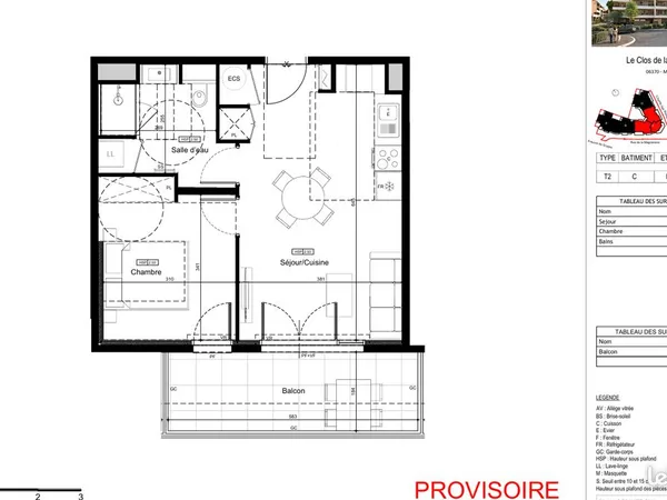 Studio 2 pièces 43 m²